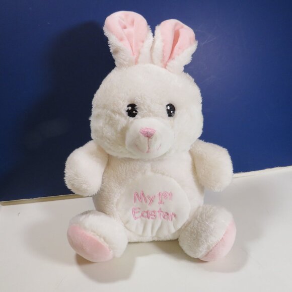 My First Easter white bunny plush rabbit with rattle BABY Girl - Picture 2 of 9